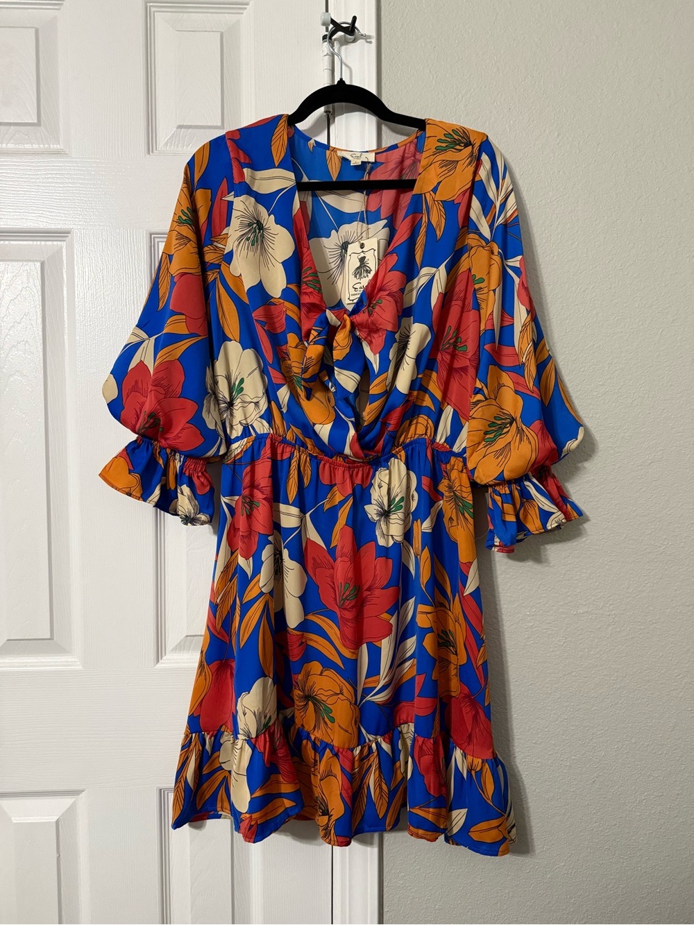 Vibrant Floral Blue Dress